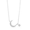 Sterling Silver Cubic Zirconia Moon & Star Necklet