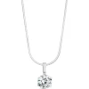 Sterling Silver Cubic Zirconia Six Claw Pendant (Chain Included)