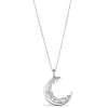 Sterling Silver Cubic Zirconia Half Moon Pendant (Chain Included)