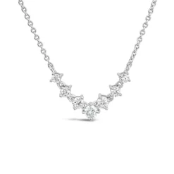 Sterling Silver Cubic Zirconia V-Graduated Hammock Necklet