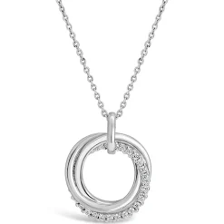 Sterling Silver Cubic Zirconia Polished Triple Circle Pendant (Chain Included)
