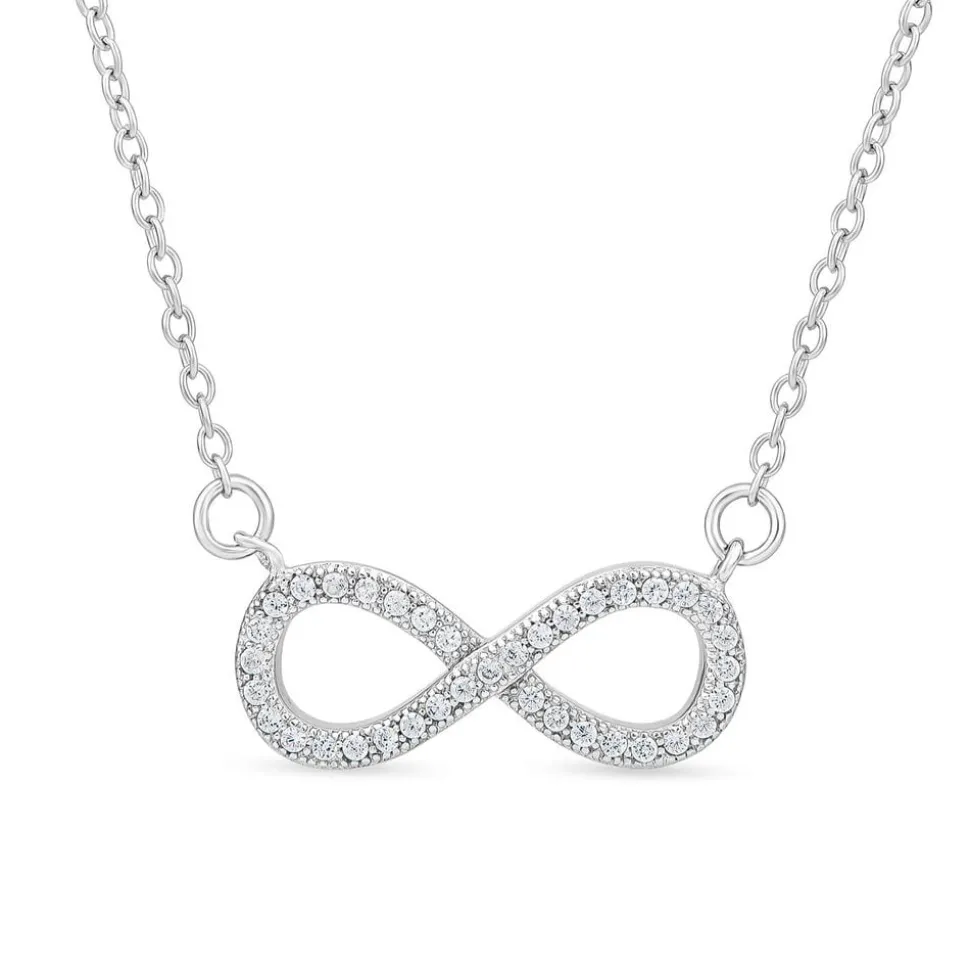 Sterling Silver Cubic Zirconia Inifinity Necklet