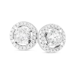 Sterling Silver Cubic Zirconia Halo Stud Earrings