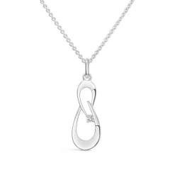 Sterling Silver Cubic Zirconia Open Double Loop Pendant