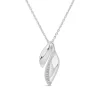 Sterling Silver Cubic Zirconia Double Leaf Shaped Pendant