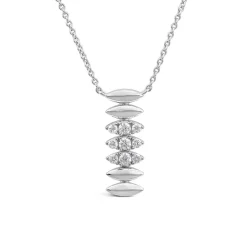 Sterling Silver Cubic Zirconia Oblong Link Shaped Pendant