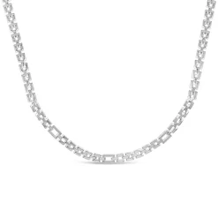 Sterling Silver Cubic Zirconia Brick Link Necklet
