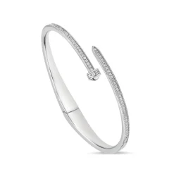 Sterling Silver Cubic Zirconia Open Nail Bangle