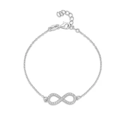 Sterling Silver Cubic Zirconia Infinity Chain Bracelet