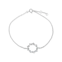 Sterling Silver Cubic Zirconia Baguette Open Circle Bracelet