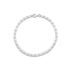 Sterling Silver Cubic Zirconia Set Rope Link Bracelet