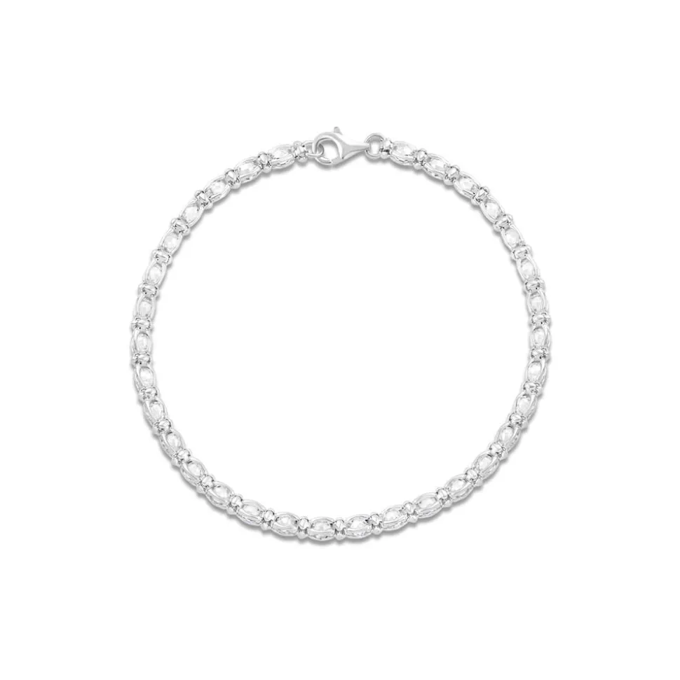 Sterling Silver Cubic Zirconia Set Rope Link Bracelet