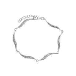 Sterling Silver Cubic Zirconia Pave Wave Bracelet