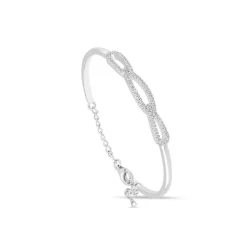Sterling Silver Cubic Zirconia 3 Loop Bangle