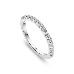 Sterling Silver Cubic Zirconia Set Half Hoop Eternity Ring