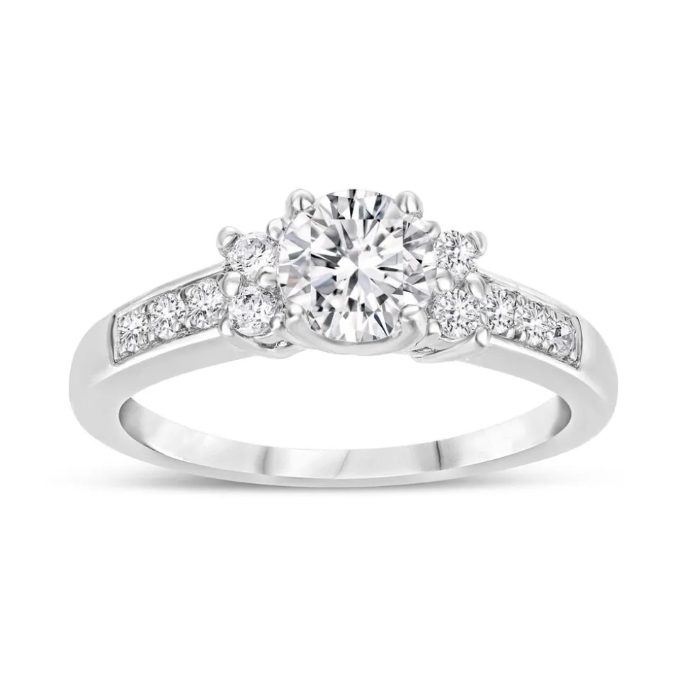 Sterling Silver Cubic Zirconia Sides and Channel Shoulders Ring