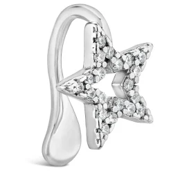 Sterling Silver Cubic Zirconia Single Cuff Earring