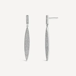 Sterling Silver Cubic Zirconia Spear Shaped Drop Earrings