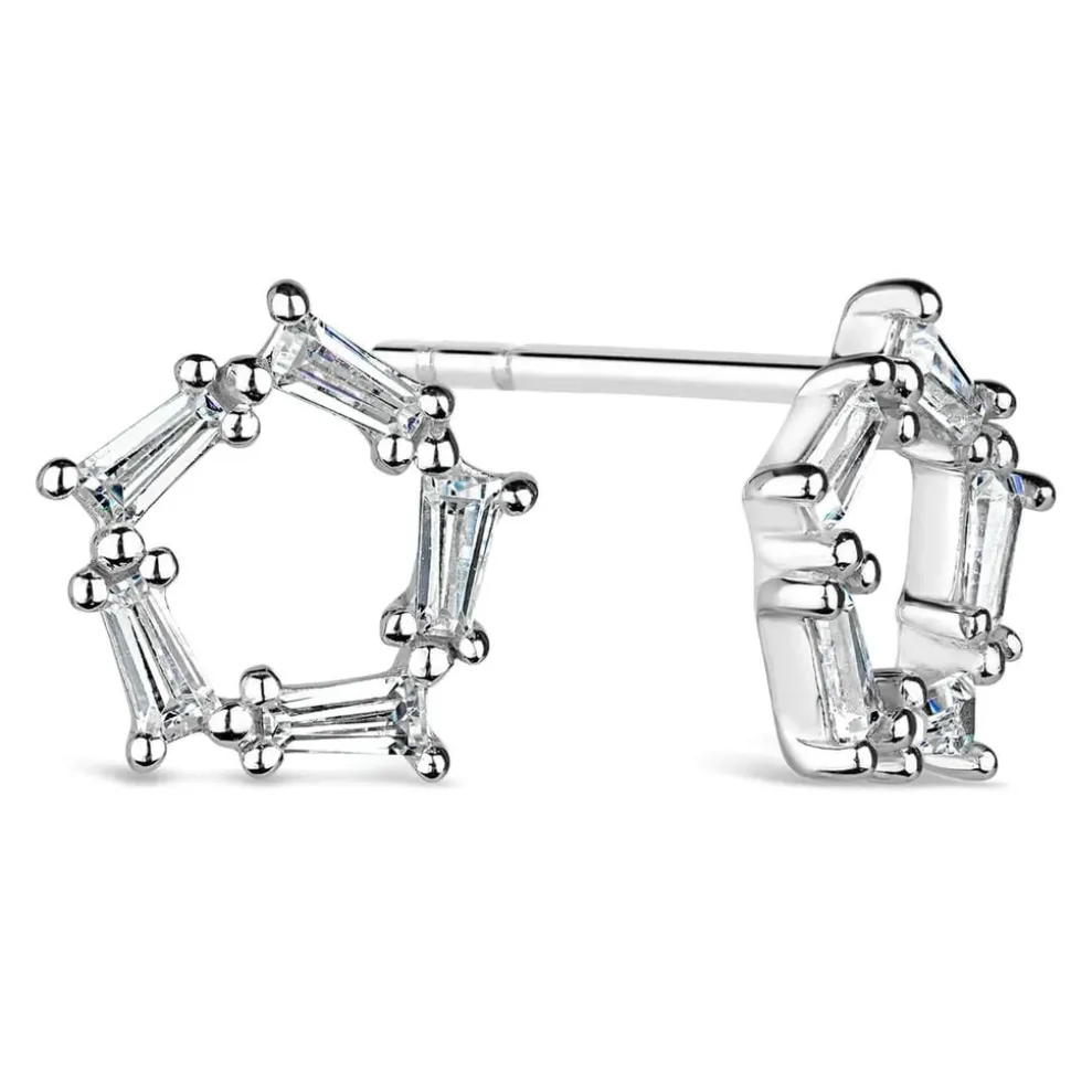 Sterling Silver Cubic Zirconia Open Circle Studs
