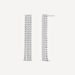 Sterling Silver Cubic Zirconia Tennis Drop Earrings