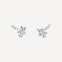 Sterling Silver Cubic Zirconia Star Shaped Stud Earrings