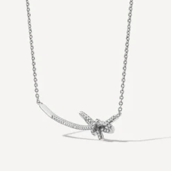 Sterling Silver Cubic Zirconia Bow Hammock Necklet