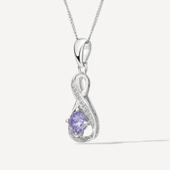 Sterling Silver Cubic Zirconia June Birthstone Infinity Pendant