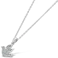 Sterling Silver Cubic Zirconia Dove Pendant