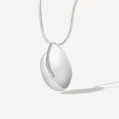 Sterling Silver Cubic Zirconia Open Round Disc Pendant