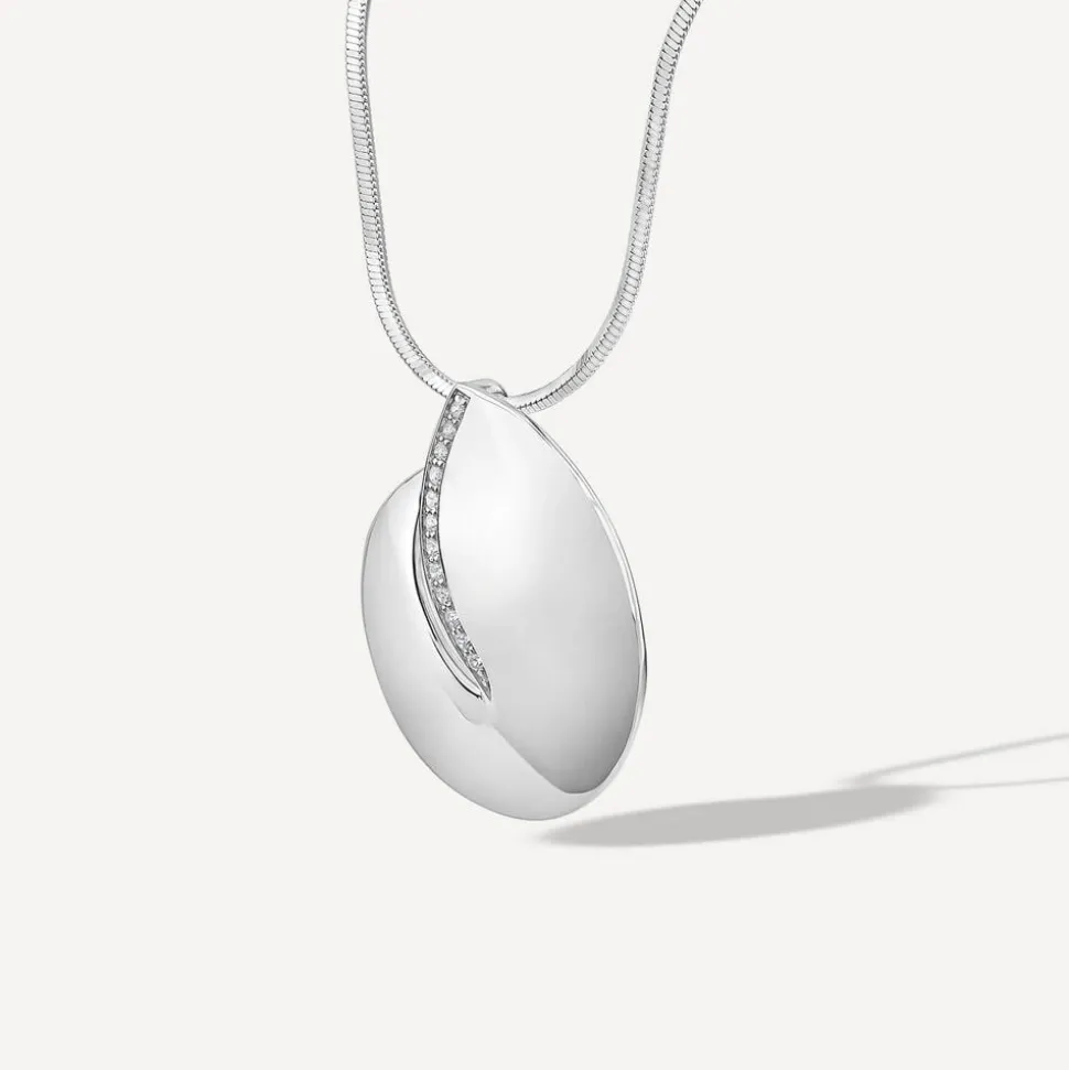Sterling Silver Cubic Zirconia Open Round Disc Pendant