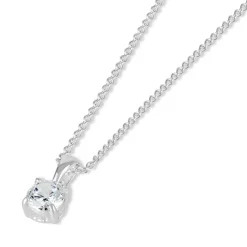 Sterling Silver Cubic Zirconia Round Cut Small Pendant (Chain Included)