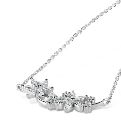 Sterling Silver Cubic Zirconia Marquise Flower Necklet
