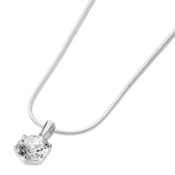 Sterling Silver Cubic Zirconia Six Claw Pendant (Chain Included)