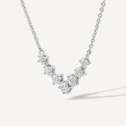 Sterling Silver Cubic Zirconia V-Graduated Hammock Necklet