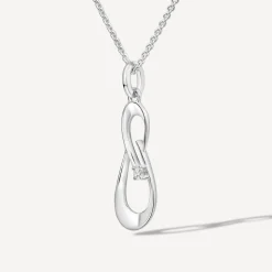 Sterling Silver Cubic Zirconia Open Double Loop Pendant