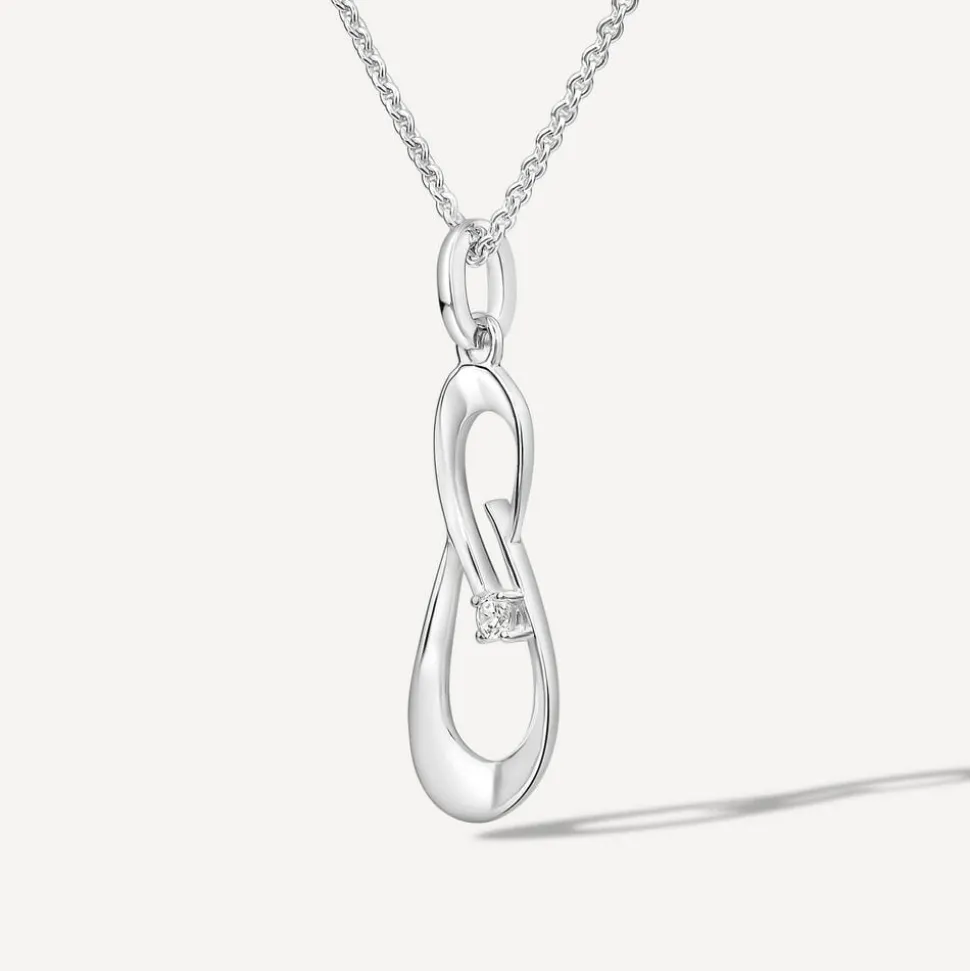 Sterling Silver Cubic Zirconia Open Double Loop Pendant