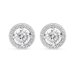 Sterling Silver Cubic Zirconia Halo Stud Earrings