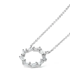 Sterling Silver Cubic Zirconia Baguette Open Circle Necklet