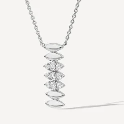 Sterling Silver Cubic Zirconia Oblong Link Shaped Pendant