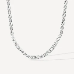 Sterling Silver Cubic Zirconia Brick Link Necklet