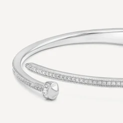 Sterling Silver Cubic Zirconia Open Nail Bangle