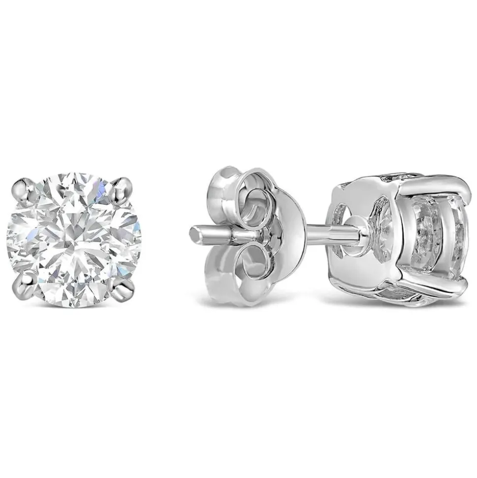 Sterling Silver Cubic Zirconia Medium Claw Stud Earrings