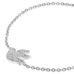 Sterling Silver Cubic Zirconia Dove Chain Bracelet