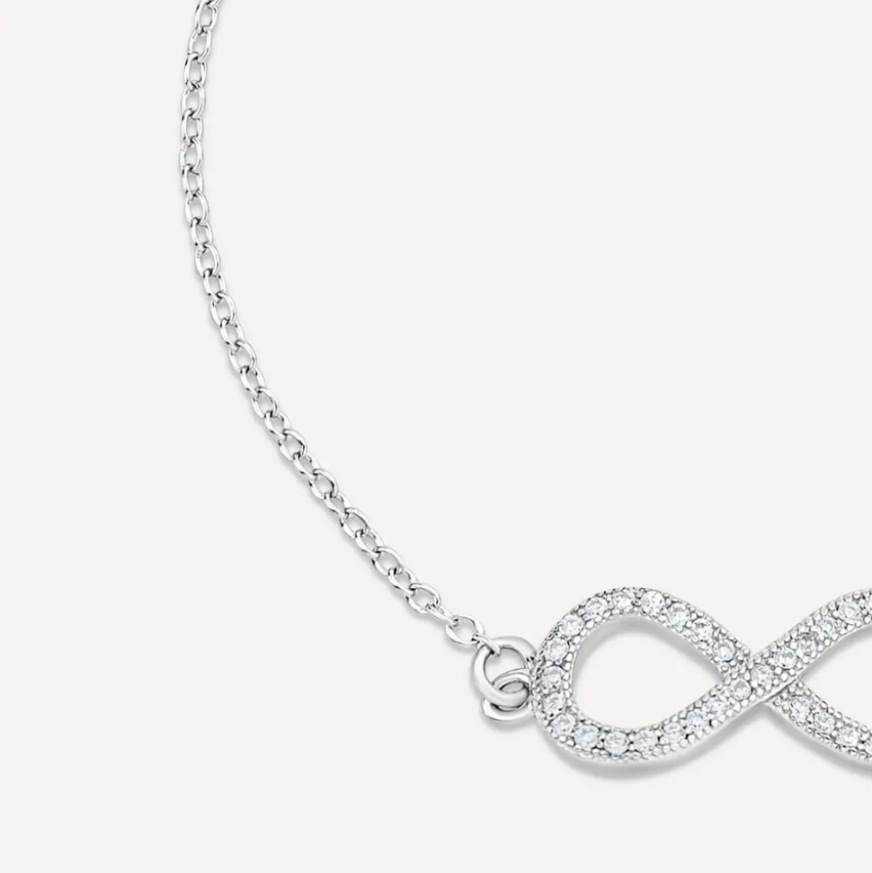 Sterling Silver Cubic Zirconia Infinity Chain Bracelet