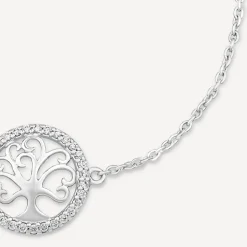 Sterling Silver Cubic Zirconia Tree of Life Chain Bracelet