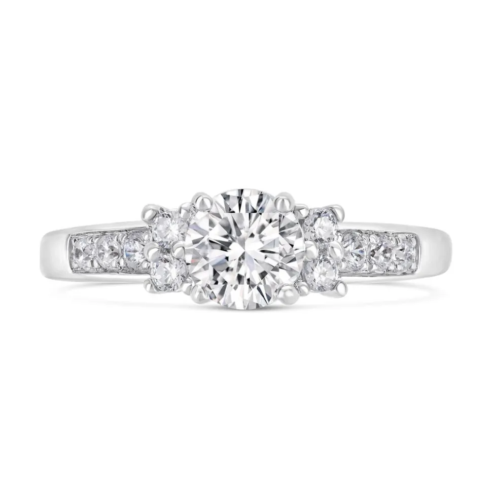Sterling Silver Cubic Zirconia Sides and Channel Shoulders Ring