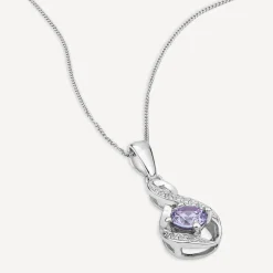 Sterling Silver Cubic Zirconia June Birthstone Infinity Pendant