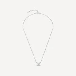 Sterling Silver Cubic Zirconia Kiss Pendant Hammock Necklet