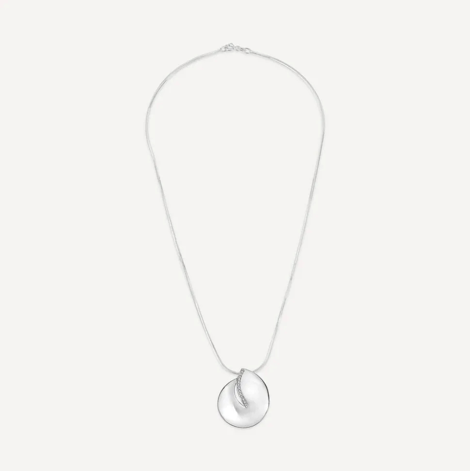 Sterling Silver Cubic Zirconia Open Round Disc Pendant