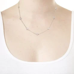 Sterling Silver Cubic Zirconia Round & Oval Necklet
